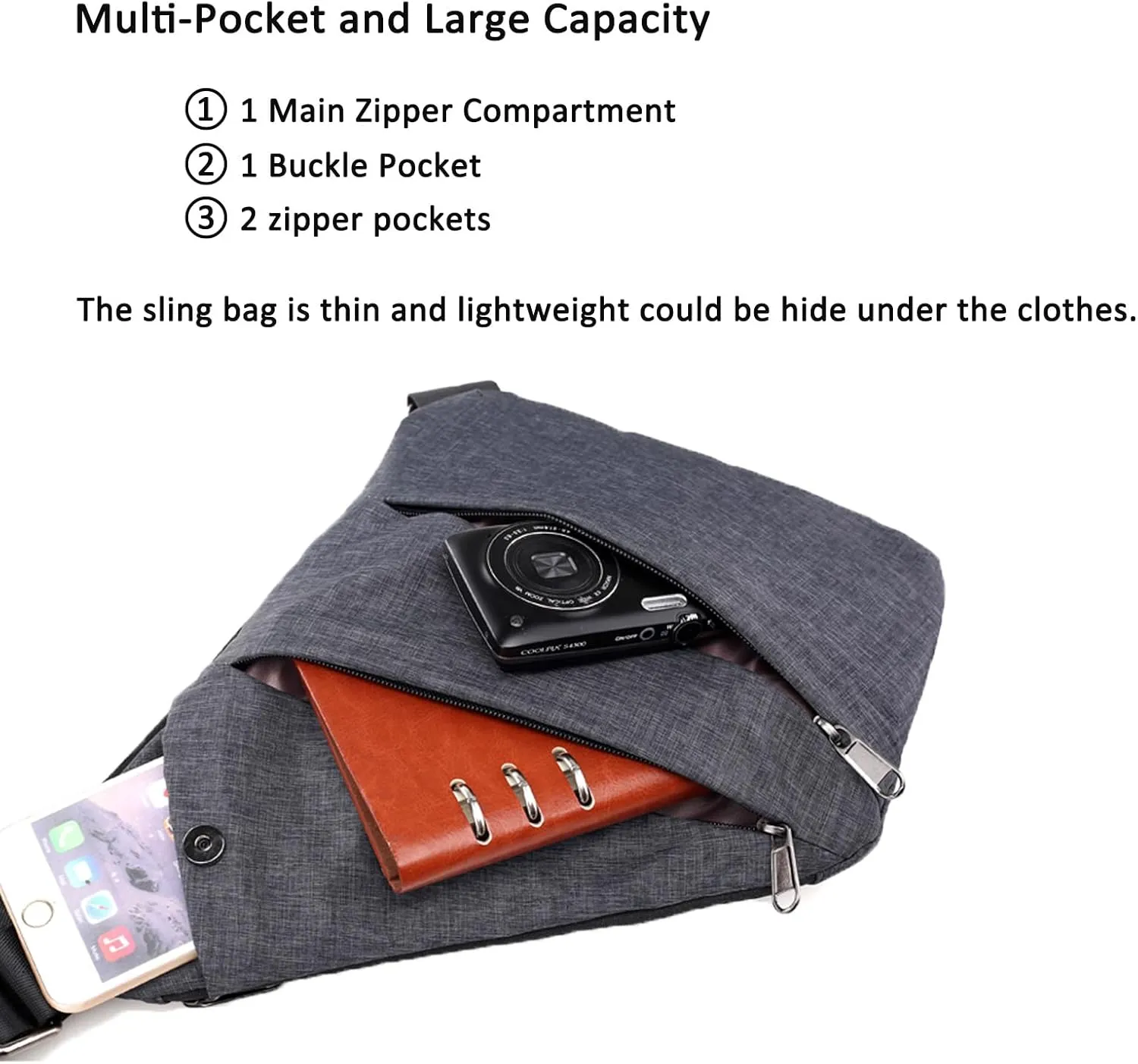 ZUEVI Anti Theft Travel Sling Bag for Women/Men - Fashion Crossbody Purse for Casual Traveling