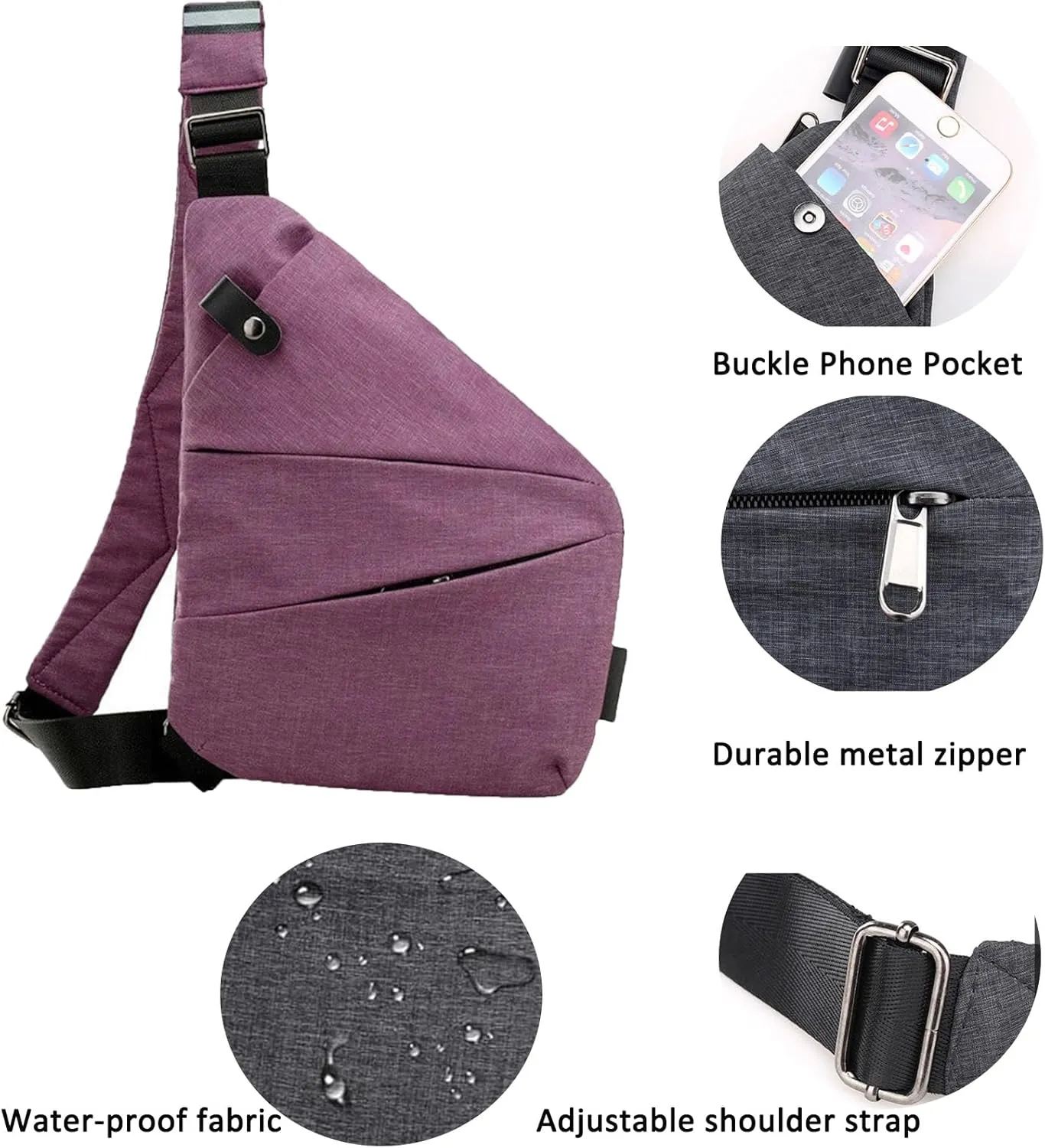 ZUEVI Anti Theft Travel Sling Bag for Women/Men - Fashion Crossbody Purse for Casual Traveling