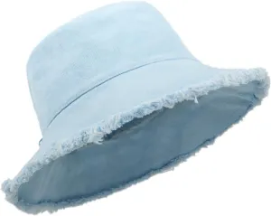 Zylioo 2XL/XL/L Frayed Bucket Hats, M/S/XS Tassel Floppy Travel Hats,2 in 1 Cute Fringe Fishing Sun Hat Small Heads