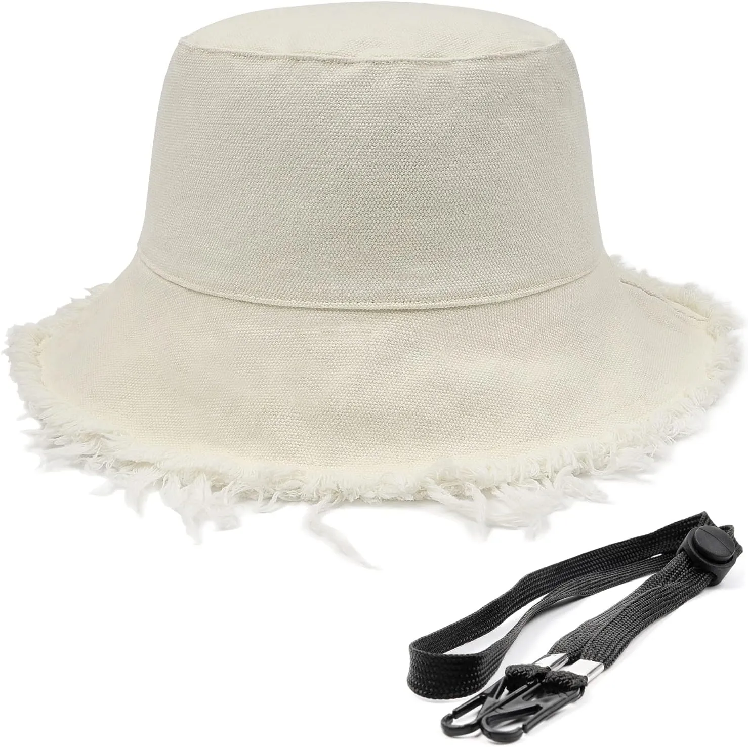 Zylioo 2XL/XL/L Frayed Bucket Hats, M/S/XS Tassel Floppy Travel Hats,2 in 1 Cute Fringe Fishing Sun Hat Small Heads