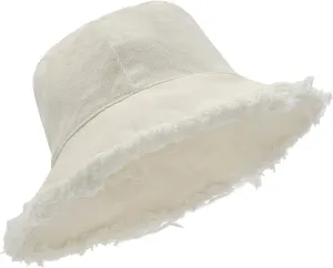 Zylioo 2XL/XL/L Frayed Bucket Hats, M/S/XS Tassel Floppy Travel Hats,2 in 1 Cute Fringe Fishing Sun Hat Small Heads