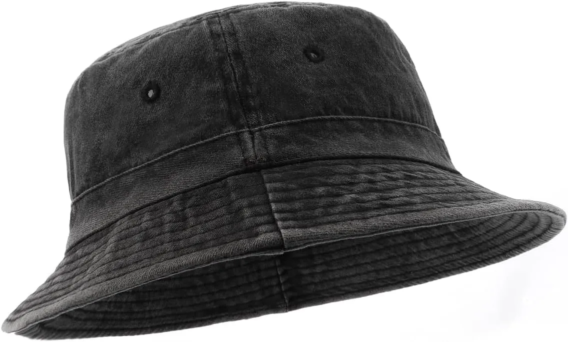 Zylioo Oversize XXL Washed Bucket Hat for Men Women,Large Faded Denim Sun Hat,Packable Travel Beach Hats for Big Heads
