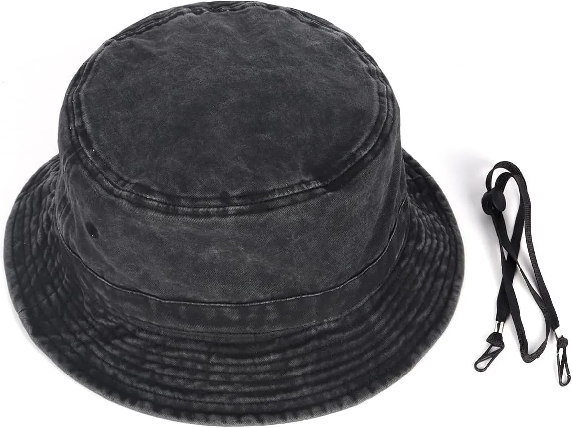Zylioo Oversize XXL Washed Bucket Hat for Men Women,Large Faded Denim Sun Hat,Packable Travel Beach Hats for Big Heads