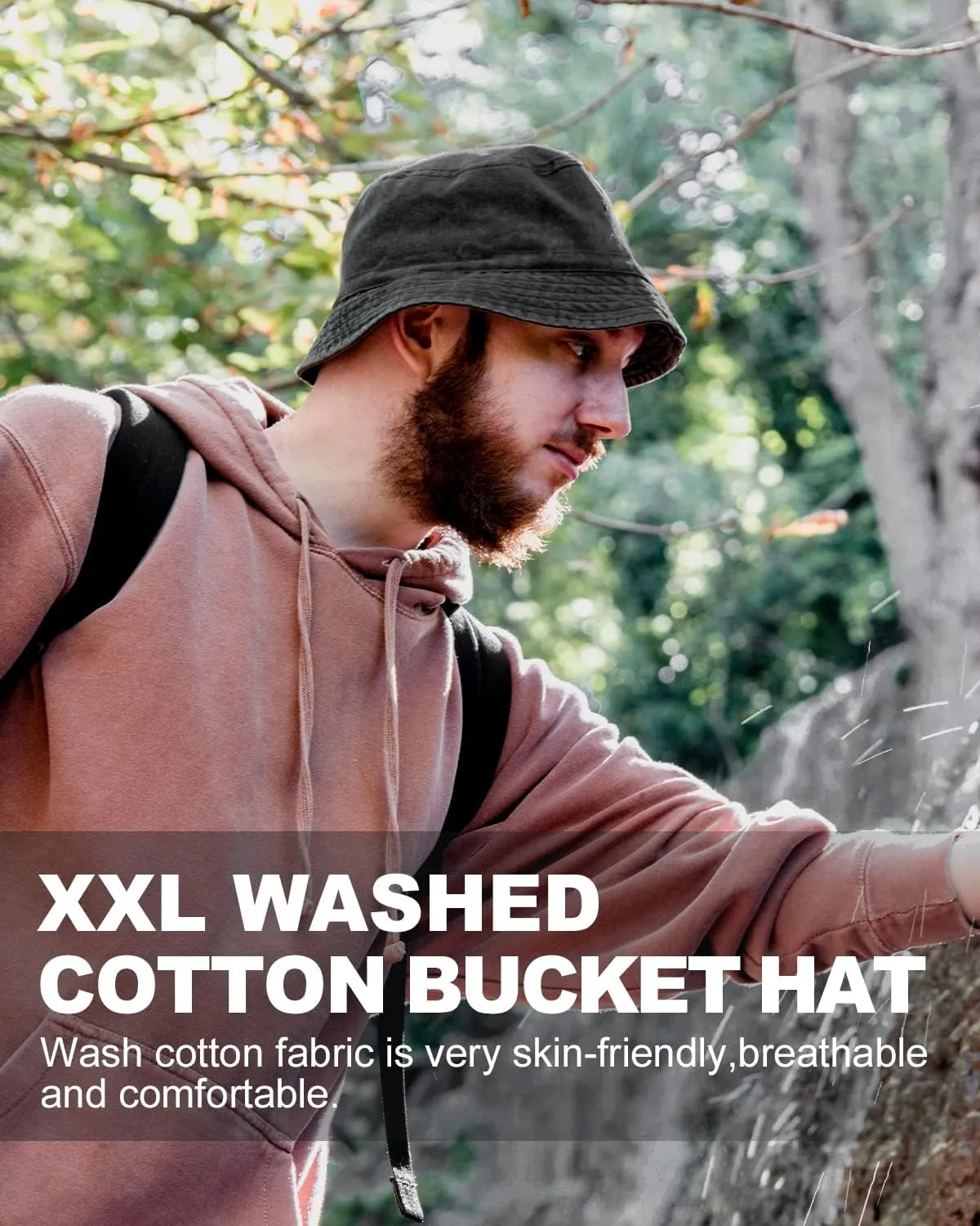 Zylioo Oversize XXL Washed Bucket Hat for Men Women,Large Faded Denim Sun Hat,Packable Travel Beach Hats for Big Heads