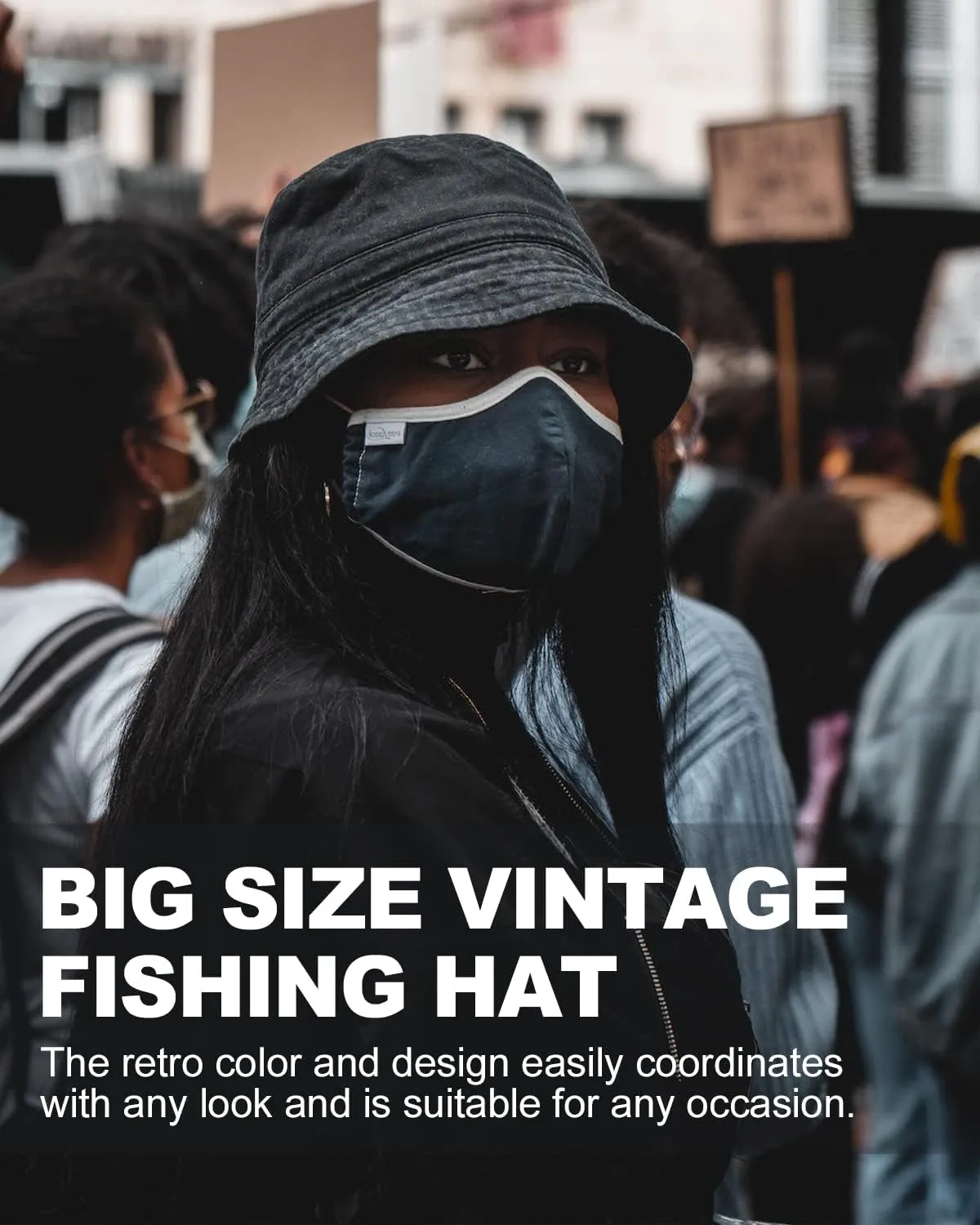 Zylioo Oversize XXL Washed Bucket Hat for Men Women,Large Faded Denim Sun Hat,Packable Travel Beach Hats for Big Heads