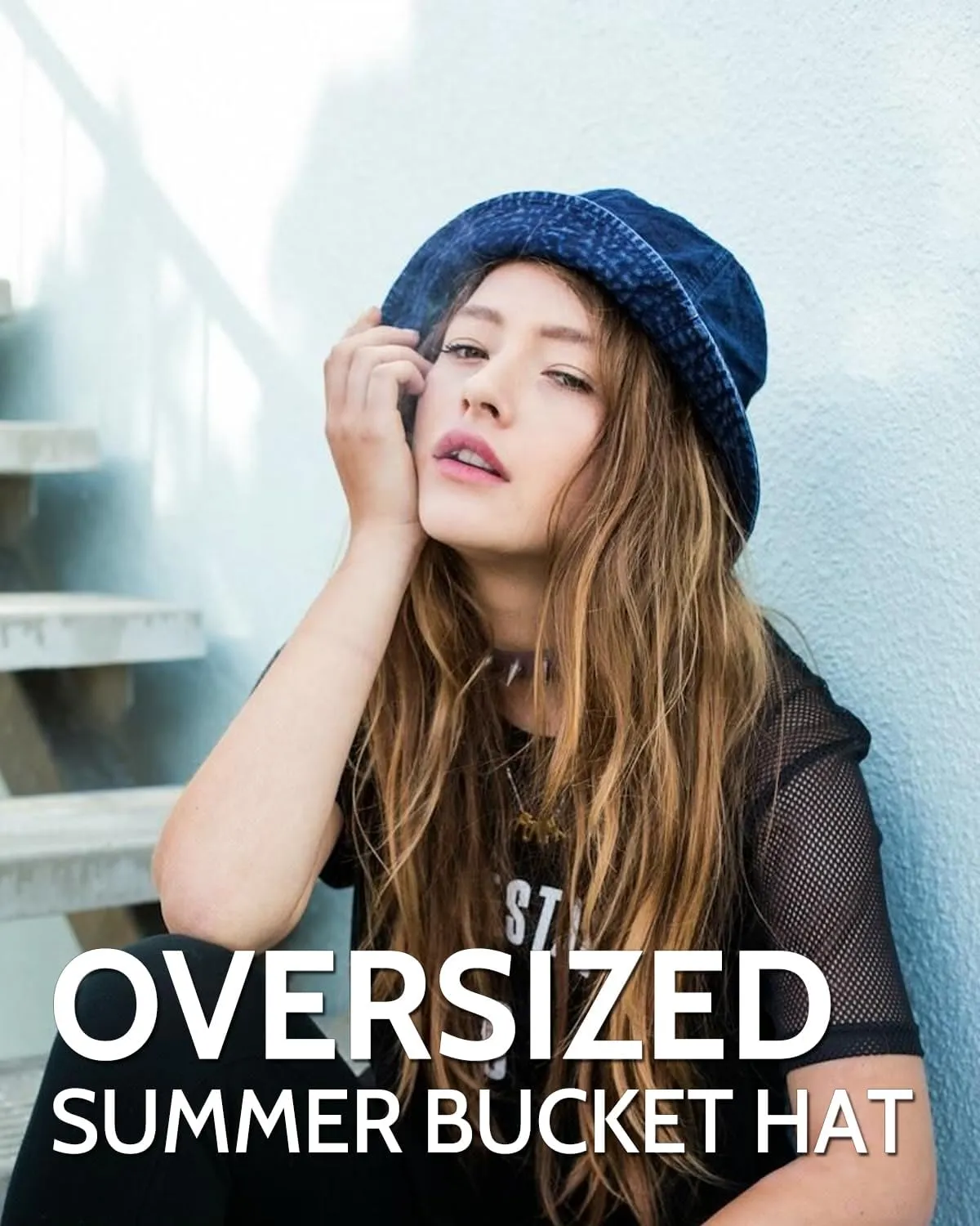 Zylioo XX-Large Denim Bucket Sun Hat,Oversized Jean Fisherman Hats,Adjustable Packable Summer Travel Hats