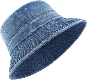 Zylioo XX-Large Denim Bucket Sun Hat,Oversized Jean Fisherman Hats,Adjustable Packable Summer Travel Hats