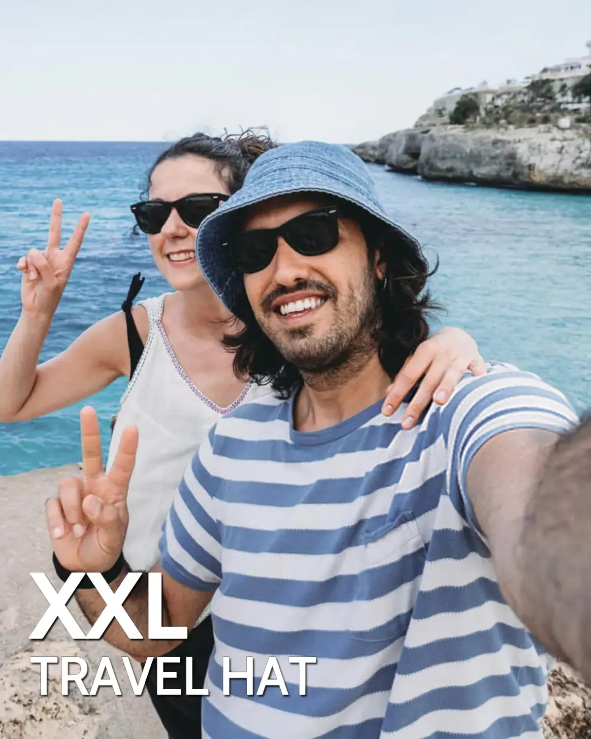 Zylioo XX-Large Denim Bucket Sun Hat,Oversized Jean Fisherman Hats,Adjustable Packable Summer Travel Hats