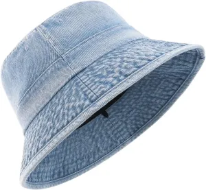 Zylioo XX-Large Denim Bucket Sun Hat,Oversized Jean Fisherman Hats,Adjustable Packable Summer Travel Hats